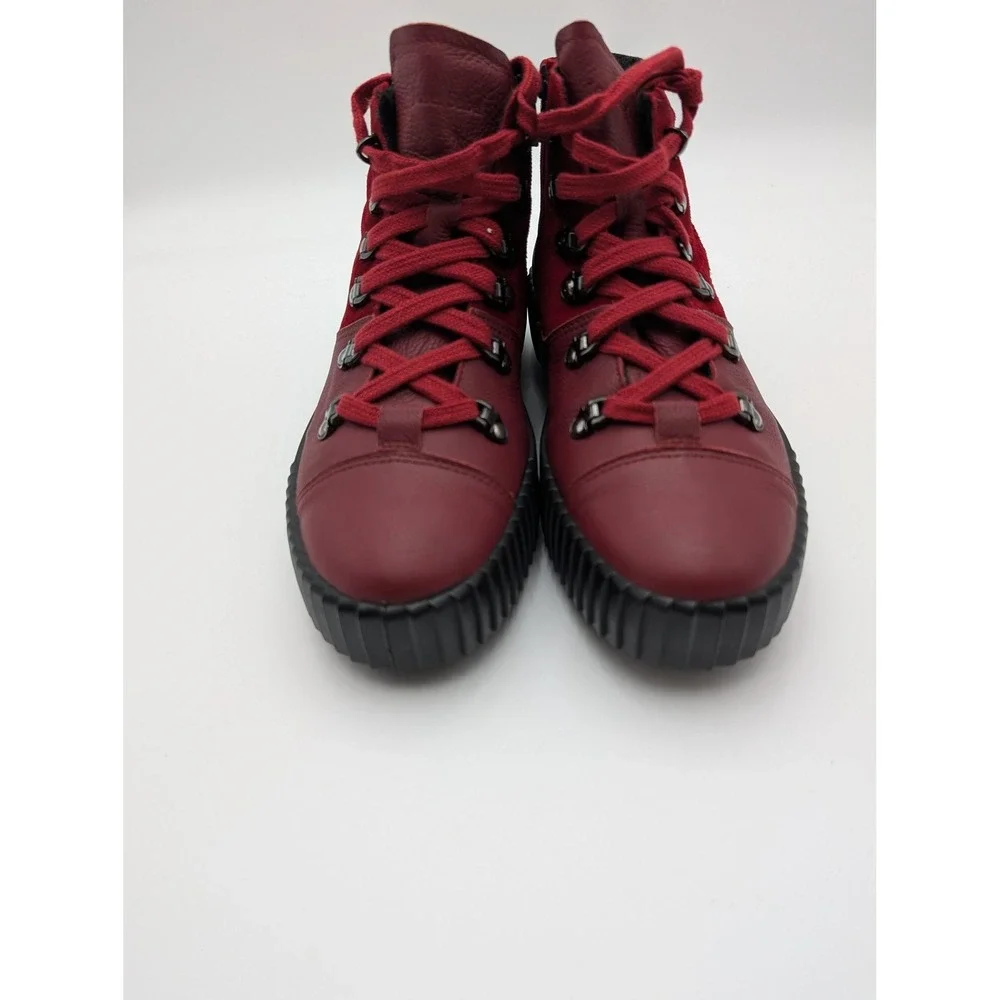 Josef Seibel Boots Womens Size 6 Red Leather‎ Ankle Snow Faux Fur Lined Winter